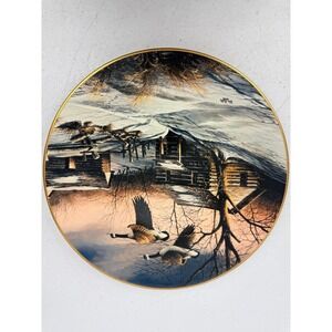 Terry Redlin Winter Windbreak Collector Plate Windows Wild 1990 Hadley House